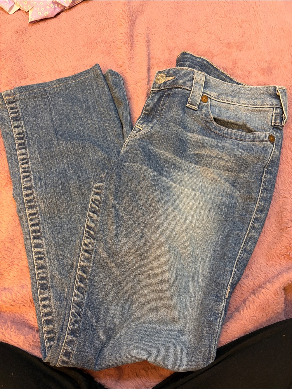 True Religion Mens Light Blue Bootcut Jeans - Signature Wash